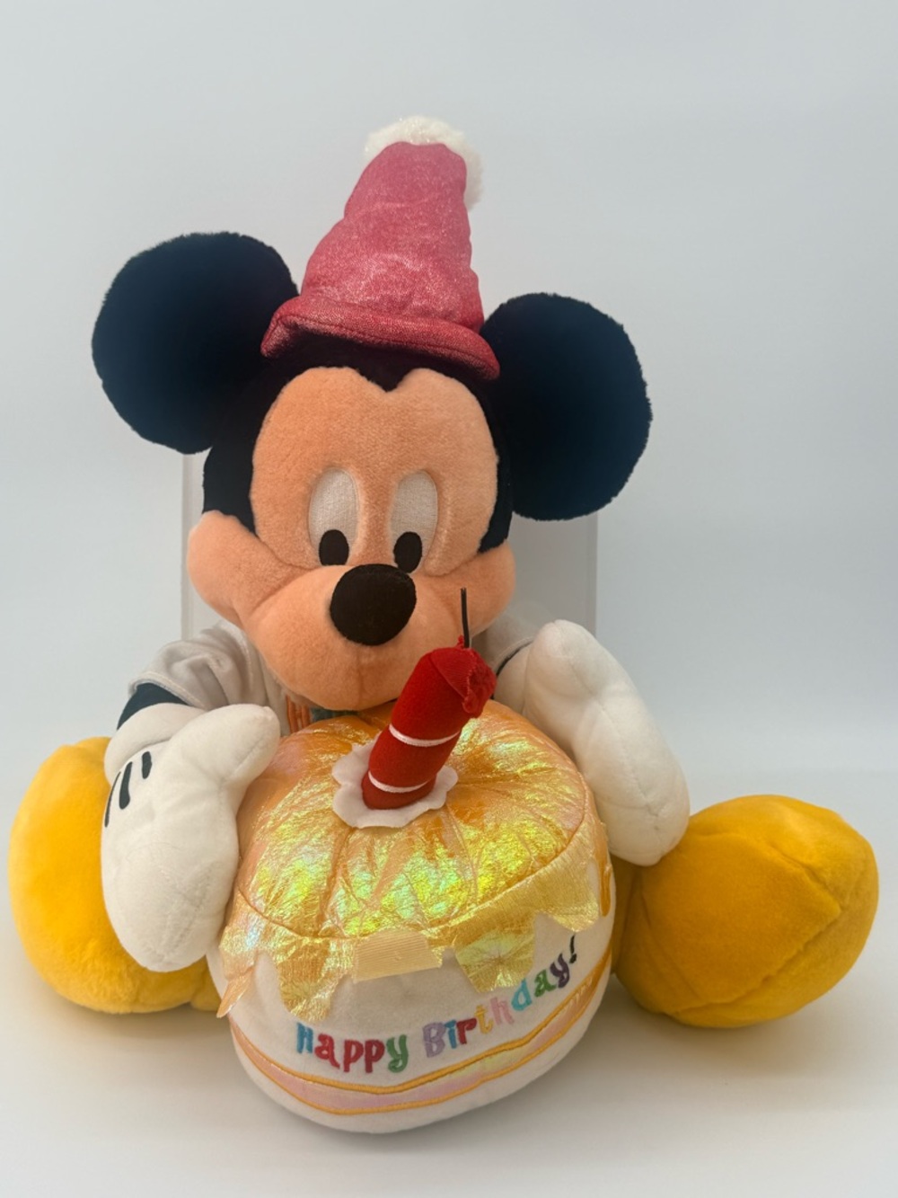 Disney Mickey Mouse Birthday Plush - Pink Hat, Yellow Feet